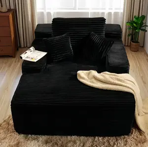 Niccae Frameless Recliner Chair Bed, Luxury Plush Corduroy Upholstered Sofa, Modern No-Assembly Indoor Furniture for Living Room, Cozy Comfy Loveseat