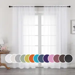 Sheer White Curtains, Sheer Curtains 84 inches Long 2 Panels Set, Rod Pocket Voile Fimly Sheer Drapes for Living Room/Bedroom, 2pcs, Each 42" W x 84" L