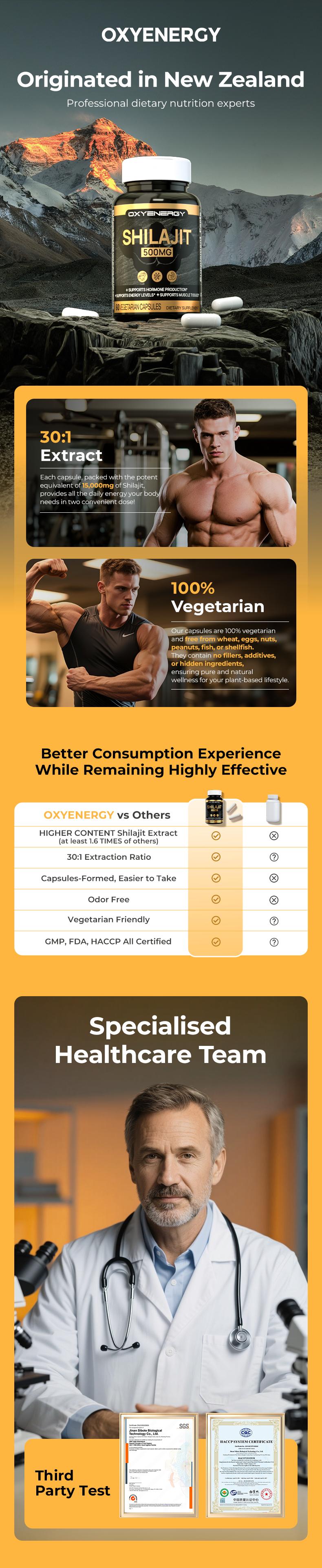 Oxyenergy Himalayan Resin Complex, 500mg High Strength, Natural Vitality & Endurance Support, 60 Vegetarian Capsules Ancient Himalayan Resin for Daily Energy, Stamina & Strength Man Fitness Supplement Fitness Vitamin