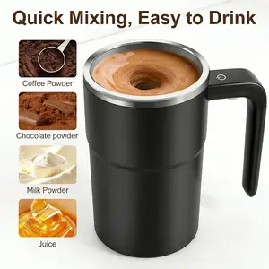 Sturdy Stainless Steel Smart LED Temperature Display Coffee Cup - Cordless Magnetic Self-Mixing, Washable Beverage Tumbler, Minimalist Tech WFH Desk Gadget Gift