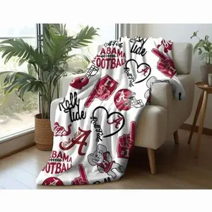 Alabama Blanket, Crimson Tide Velveteen Plush Blanket, Bama Fan Gift!