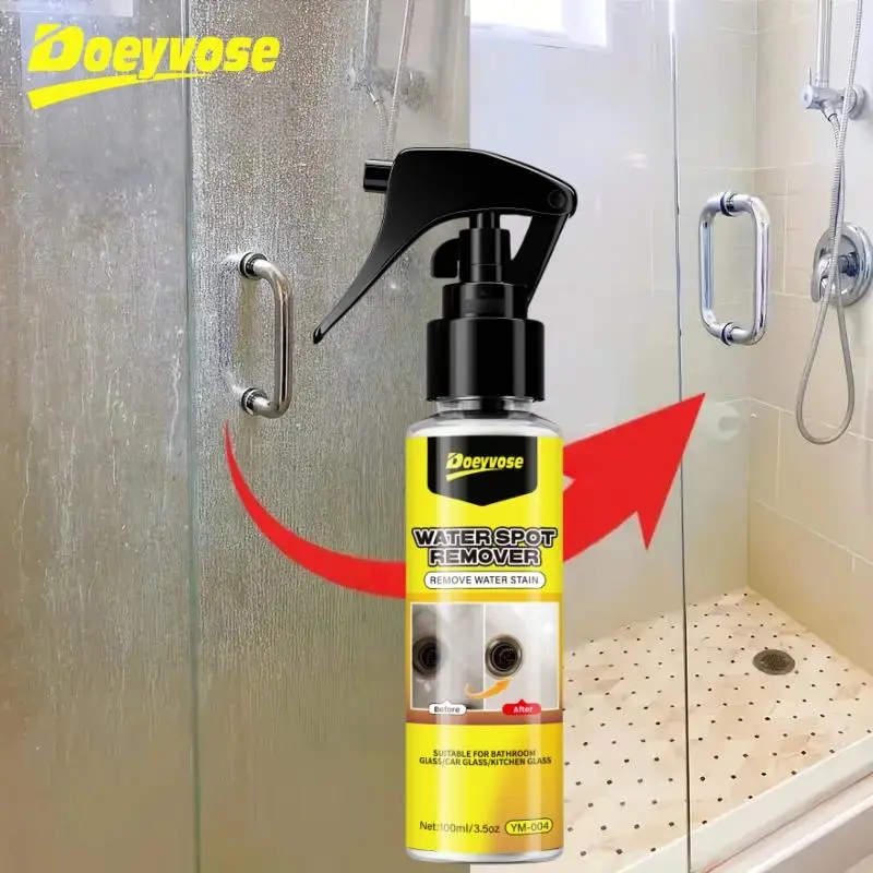 Bathroom Glass Polishing Paste, Glass Cleaner, Powerful Hard Water Stain Remover & Deodorizer, for Shower Doors, Tiles & Stainless Steel, Shiny Finish