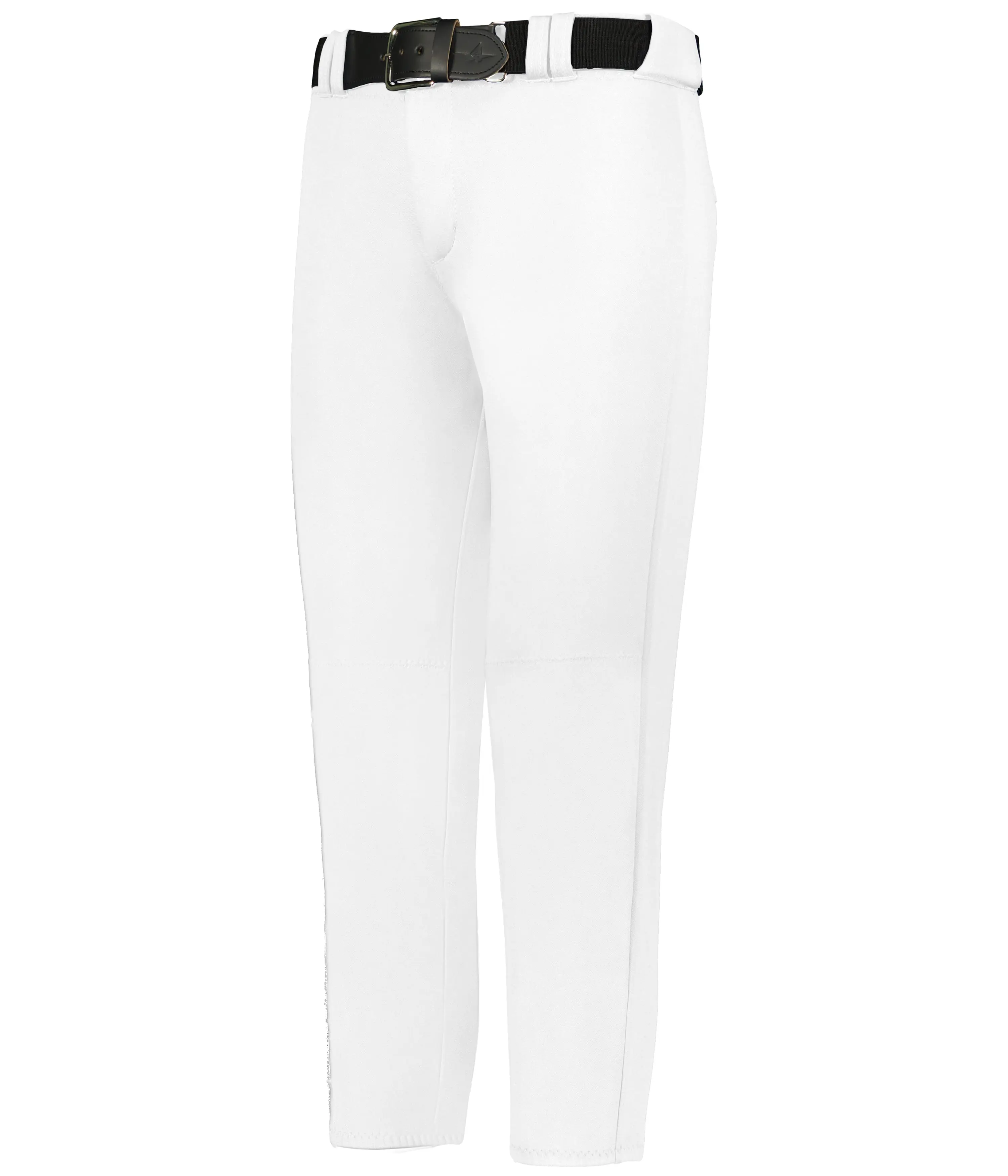 Women's Minimalist Low-Rise Polyester Knit Softball Pants - Reinforced Knees, Belt Loops, Snap-Zipper Closure, Elastic Waist, Fitted, Plain, Machine Washable