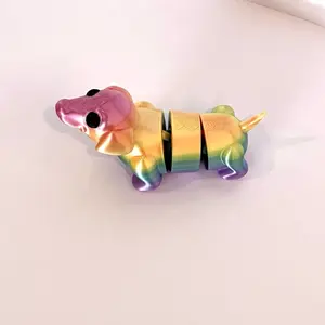 Cute Weiner Dog Articulated Rainbow Miniature Fun Loving Animal Desk Fidget Toy