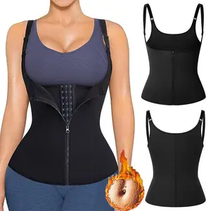 Women's Waist Trainer Sauna Sweat Vest Corset Body Shaper Neoprene Shapewear Gym Workout Tank Top Black Belt Womenswear