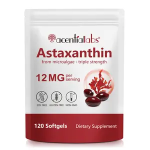 acentiallabs Astaxanthin 12mg, 120 softgels | 4 monthly Supply, Natural Tanning, Easy to Swallow, Fresh Microalgae Source