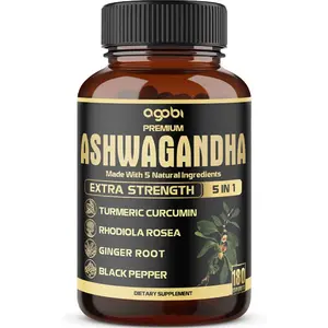 5in1 Premium Ashwagandha Capsules - Added Turmeric, Rhodiola Rosea, Ginger, Black Pepper - 180 Caps for 6 Months