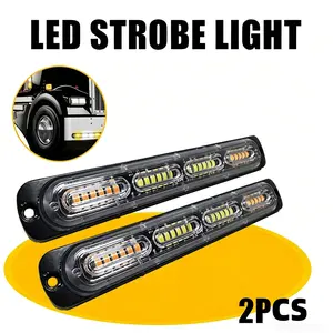 24LED Pods Spot Flood Amber White Light Bar Strobe Memory Function Off-Road Truck Car ATV SUV Cabin Boat with 16AWG Wiring Harness Kit Aluminum Housing, Single Row (pack of 2)