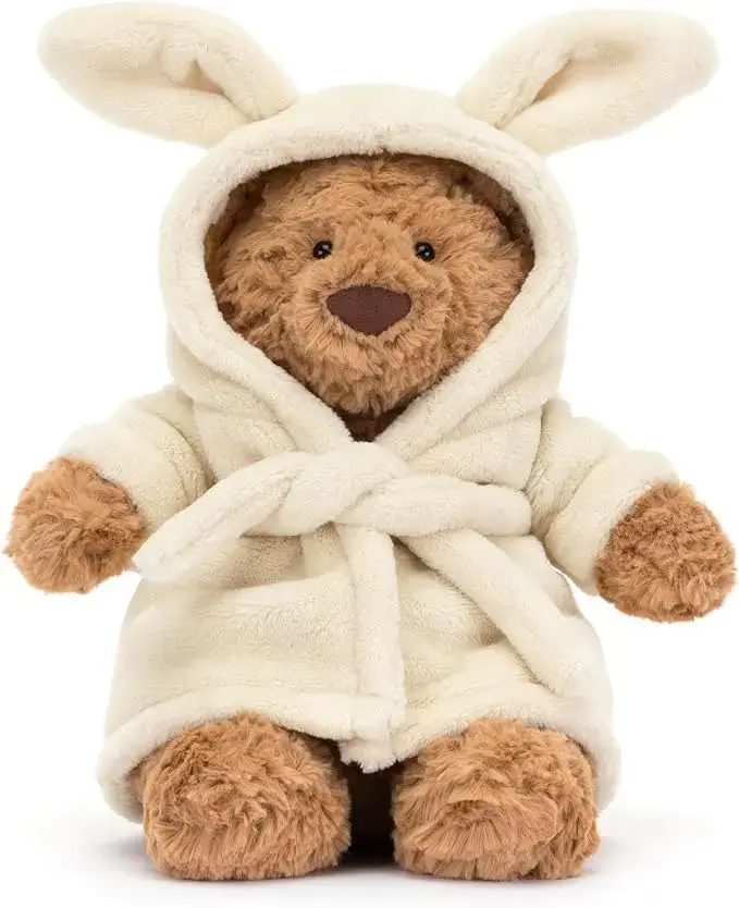 Jellycat Bartholomew Bear with Bathrobe Stuffed Animal, 10 inches - Teddy Bear Plush - Soft & Huggable - Classic Children's Gift, Keychains