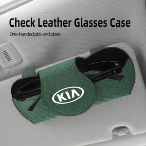 Car sun visor glasses bag leather wear-resistant sunglasses storage box For KIA K5 K9 Sorento Ceed Sportage Carnival Stinger Forte Niro Cadenza Soul Cerato EV6 Stonic Cerato Telluride Proceed RIO Borrego Seltos Picanto