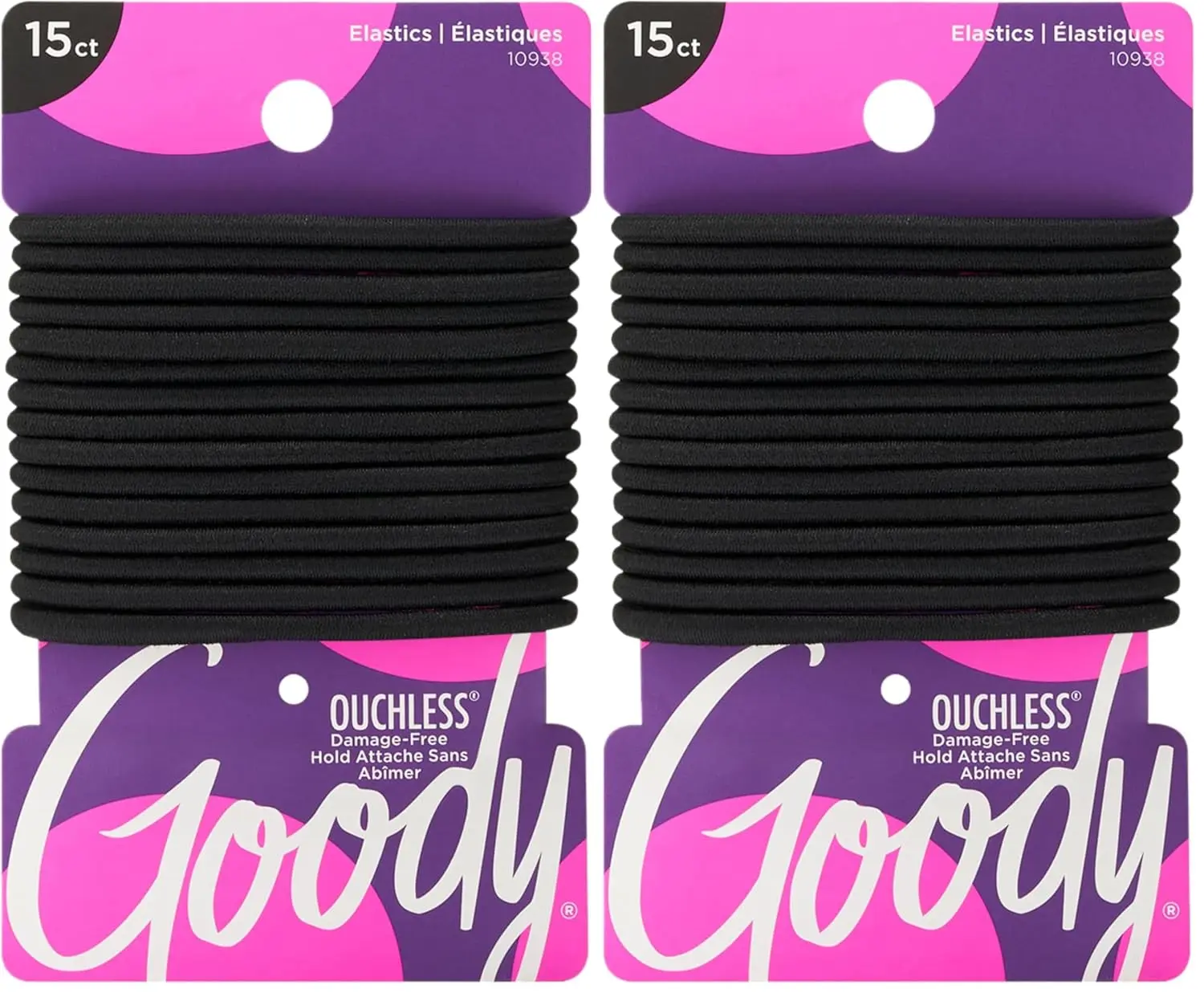 Elastics Hair tie – No Pull,No Breakage,Tangle-Free Hold for Thick,Curly,Coily & Textured Hair –,Black,Long-Lasting Ponytail Holders for Women & Men,15 Count (Pack of 2)