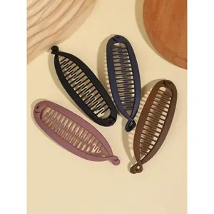 Large matte banana hair clip, high ponytail design, vintage twist comb style, wavy solid plastic accessories, hair clip set