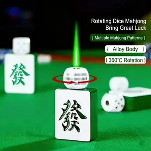 (Without butane) New type of mahjong dice lighter, reusable air pump, windproof lighter, 360-degree rotating dice, stress relief