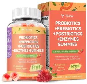 Sugar Free 5-in-1 Probiotic Prebiotic Postbiotic Gummy, 36 Strains Probiotics for Women Men with Digestive Enzymes, Peppermint, Complete Immune, Gut & Digestive Support, Vegan, 60 Counts