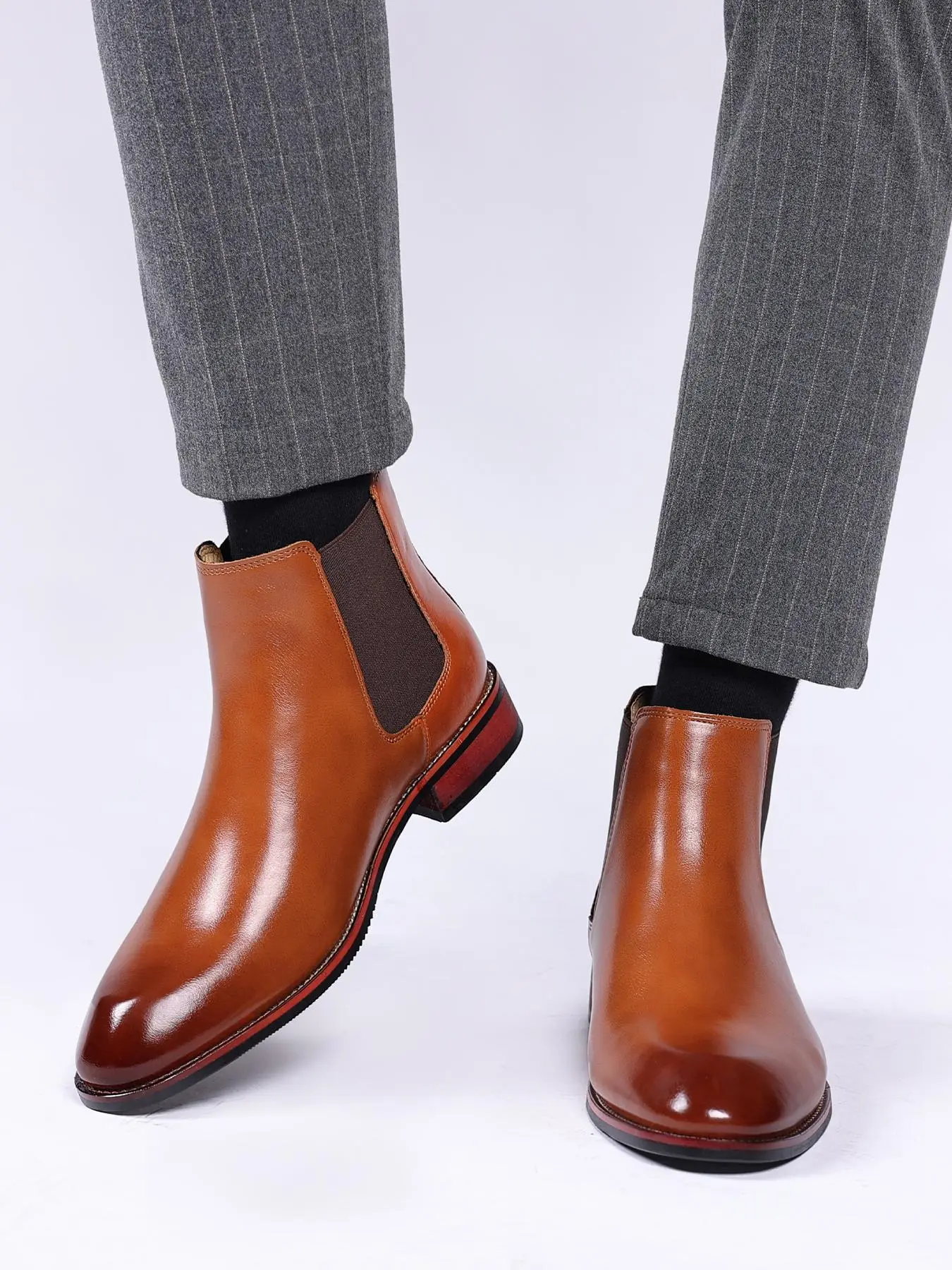 Men's Business Formal PU Leather Chelsea Boots, Classic Retro Boots for Work Office, Male All-match Boots for Daily Wear Footwear Pu Leather Shoes Business Style Shoes