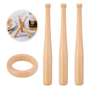 Mini Wooden Solid Baseball Bat with Wooden Ring, Novelty Style, Humorous Gift Idea, Perfect for Office Use, Unique Desk Accessory, Office Ornament