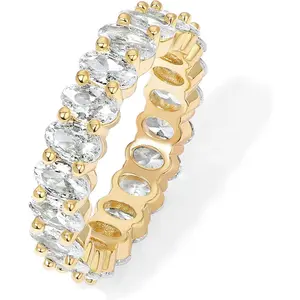 Gold Plated Rings - Oval Cubic Zirconia Love Ring and Eternity Ring - 5mm Stackable for Women