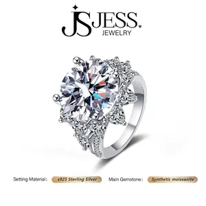 【#161】Sunflower 3ct/10ct Round Cut Real Synthetic Moissanite Ring S925 Sterling Silver Jewelry D Color VVS1 Affordable Alternative Travel Ring