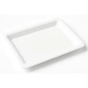 Elegant White Rectangular Plastic Serving Tray - 9" x 14.25"