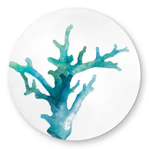 Begin Home Decor C1COAR55ASS1KR 5 x 5 ft. Watercolor Sea Coral - Scandinavian Round Outdoor Area Rug