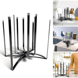 Foldable Metal Water Bottle Drying Rack, 10 Cups, Water Bottle Drying Rack, Water Bottle Dryer Rack Rack, Save Space on Kitchen Countertop Foldable Iron