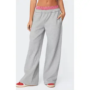 Edikted Women's Gingham Boxer Detail Sweatpants