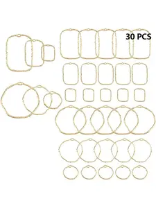 30 Open Base Pendant Charms, Hollow Edge Rectangular Ring Pendants, DIY Resin Embossing Jewelry Making Supplies, DIY Jewelry Accessories