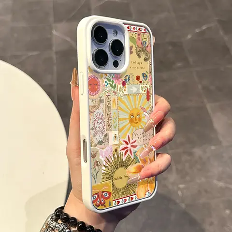 Chic Magnetic MagSafe-Ready Silicone TPU Phone Case with Thin Frame, Sunflower Collage Decorative Cover for iPhone 11/12/13/14/15/16 & ProMax, Ultra-Thin Anti-Slip Protector, Mobile Phone Accessories
