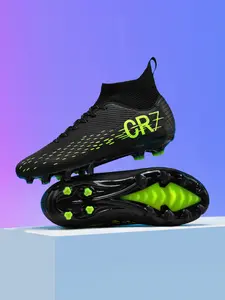 Professional men's football shoes new AG spike boots  non-slip adult breathable high-top soccer cleats lovers outdoor lawn light football boots competitions training shoes classic black sports soccer shoes.
