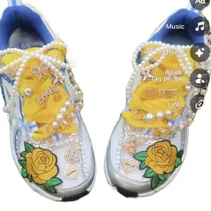 Custom Shoes with elegant, charms, shoelaces, patchwork, and rhinestones