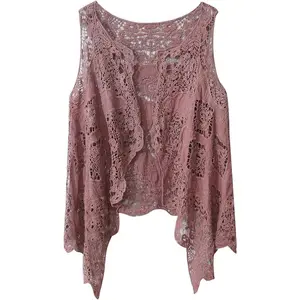 Women's Open Front Crochet Bohemian Hippie Butterfly Vest Cardigan Coverup
