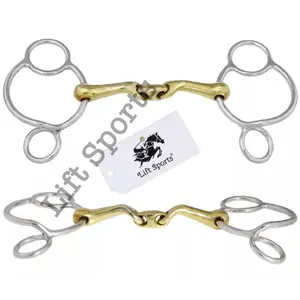 Universal 3 Ring Gag Verbindend Angled Bit Lozenge Fat Stainless Steel Snaffle