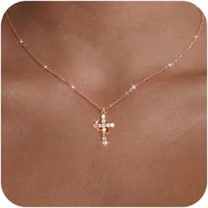 Trendy Crown Cross Necklace for Women - Cute Tiny Pendant Jewelry for Daily Wear & Parties, Perfect Gift for Fashion Lovers & Elegant Accessory