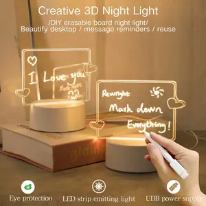 LED Message Board Night Light, Erasable Writing Pad Lamp, USB Powered, Creative Bedside Atmosphere Light, Perfect Christmas Gift