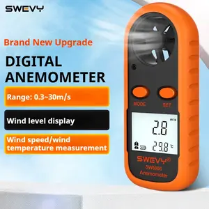 SWEVY Portable Handheld Mini Wind Speed Meter, Backlit LCD Digital Anemometer, Five Switchable Wind Speed Units, Range 0.3-30 M/s