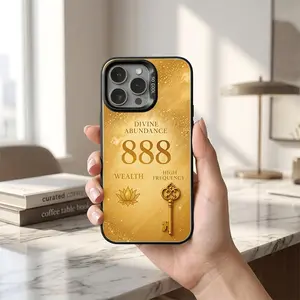 Divine abundance 888 wealth high frequency lotus key Suitable for IPhone 17 16 15 14, 13 12 and Samsung Series,Simple Yet Luxurious Mobile Phone Case,Christmas and Valentine's Day Gifts.