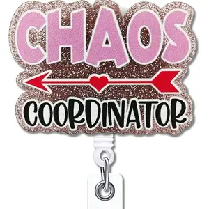 Creative Letter Design Badge Holder, Retractable Badge Holder, Name Badge Holder for Nurses, Doctors, Students, Workers and Volunteers, Nurse Badge Reel