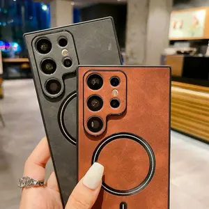 Fashhion Luxury Wireless Charging Magnetic Cortex Case for Samsung Galaxy S21 S22 S23  Note 20 Ultra FE Plus Magsafe Bumper Cases Cover