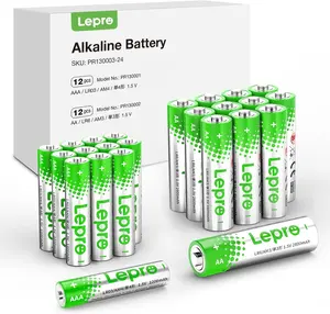 Lepro Batteries Variety Pack, AA and AAA Batteries Combo Pack 24 Count, 2800mAh Alkaline Power - 12 Double AA Batteries and 12 Triple AAA Batteries【Not Rechargeable】