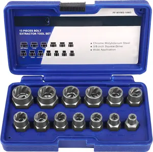 13 count Impact Bolt & Nut Remover Set, Stripped Bolt Extractor Set, Cr-Mo Extraction Tool Set with Solid Storage Case, Easy Out Rusted Rounded Damaged Nuts and