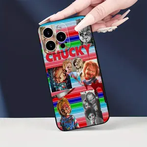 Chucky Theme Creative Black Phone Case Stain Resistant And All-Round Lens Shockproof Phone Case Durable Protection Phone Case Black Classic Series Phone Accessories for iPhone 17 16 15 14 13 12 11 Air Pro Max Plus Protective Personalized Casing