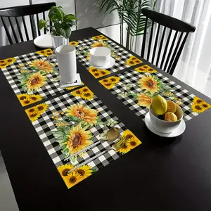 4/6pcs Set, Sunflower-Themed Kitchen Table Mats for Spring And Summer, Designed to Prevent Water, Oil, And Burns, Suitable for Living Room Tablecloths, Luxurious High-End Coffee Tables, Bowl Mats, Coasters, And Placemats