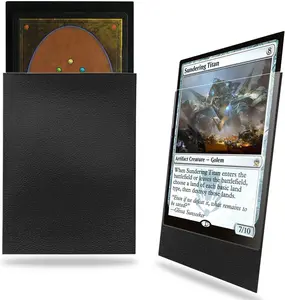 Black MTG Card Sleeves 200 Pack, Standard Card Sleeves Sturdy MTG Sleeves Matte Back Finish, Perfect Shuffling - Protect All Your Trading Cards Collectible Cards by Fabmaker, Never Tear
