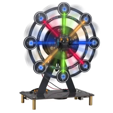 STEM Soldering Practice Kit - DIY Rotating Ferris Wheel Soder Practice Kit with 10 Light Modes, Colorful LED Electronics Soldering Projects for Adult Student Training Kit, Practical Desk Decor Present