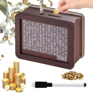 Wooden Money Saving Jar with Counter, Coin Counting Piggy Bank for Kids Adults, Emergency Fund Savings Box, Christmas Festival Gift, Cash Coin Jar