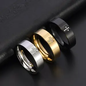 GAB high quality fashion simple smooth cross ring casual style men and women hand jewelry titanium steel versatile jewelry, spring