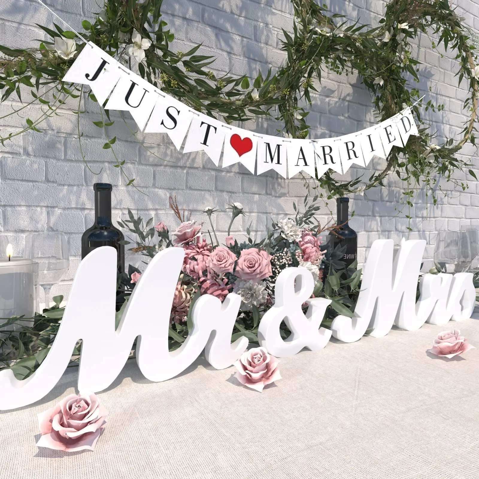 Mr & Mrs Letter Design Wooden Sign, 1 Count Romantic Wedding Centerpiece Decoration, Wedding Table Decoration, Photo Prop, Anniversary Party Decoration, Ornaments, Wedding Table Centerpieces, Decorative Ornament, Decor For Weddings