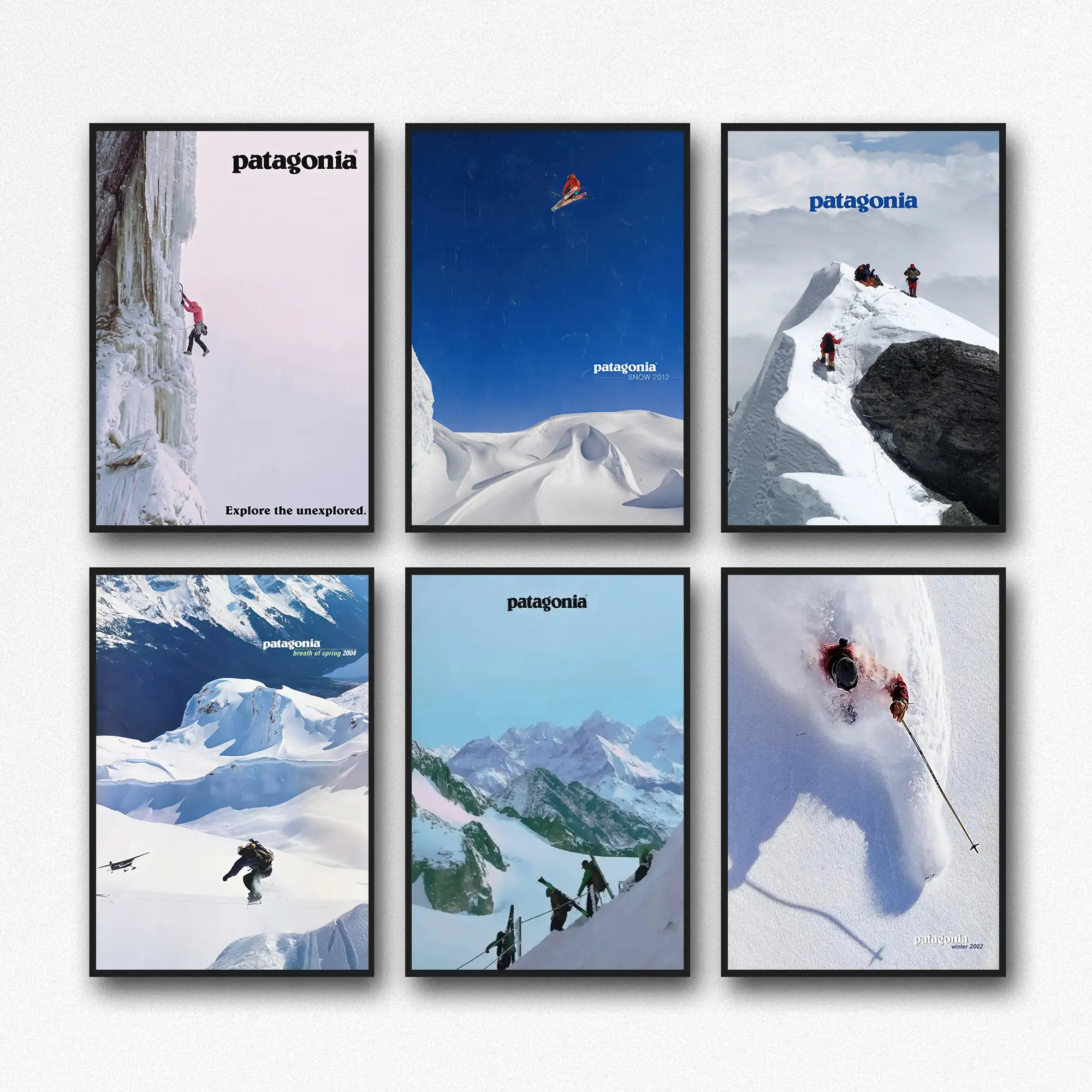 Patagonia Winter Magazine Cover Poster,  Ice Climbing Adventure & Ski Mountain& Skiing & Snowy Trekking Decor, Wall Decor for Home, Bedroom, Dorm, Living Room, Office