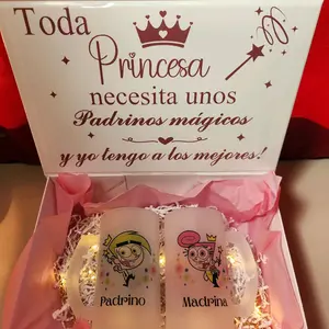 Fairy godparents apreciation gift set of twi 16oz glasses for Princess