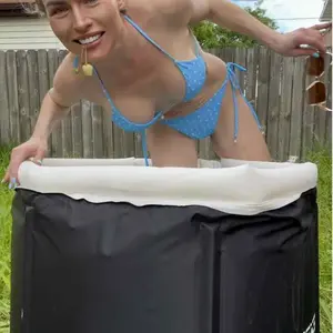 Explore Ice Bath Pro Max Extra Large Athlete Cold Plunge Bath Tub, Black/White
